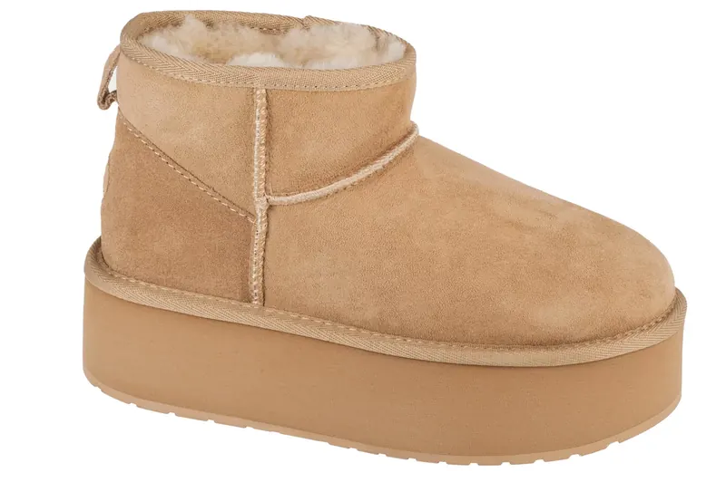 EMU Australia Stinger Micro Flatform W13082-SAND, Damskie, Beżowe, buty zimowe, skóra zamszowa, rozmiar: 37