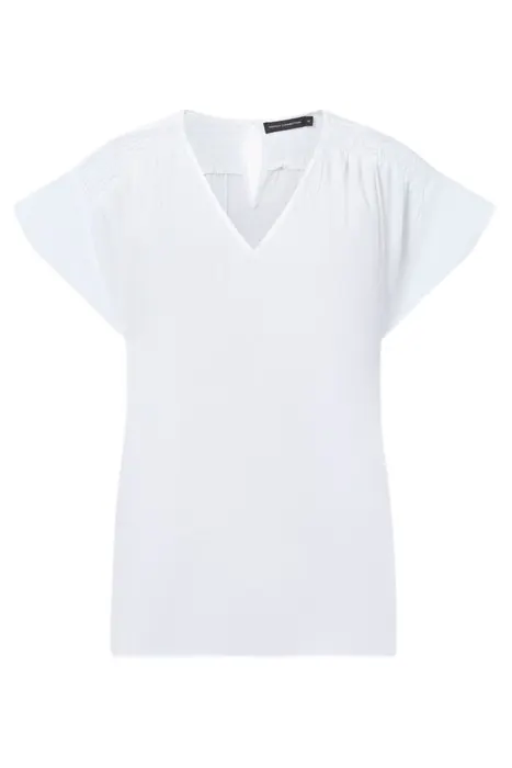 French Connection Ruched Shoulder Ss White Maat: 10 | Blouses Outlet | Dames | Wit