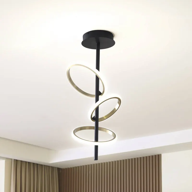 Lampa sufitowa Lucande LED Madu, czarna, metal, wysokość 75 cm