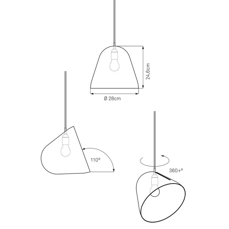 Nyta Tilt lampa wisząca, kabel 3m czerwony, biały