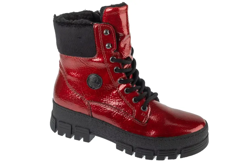 Rieker Booties Y0220-33, Damskie, Czerwone, trzewiki, skóra syntetyczna, rozmiar: 40
