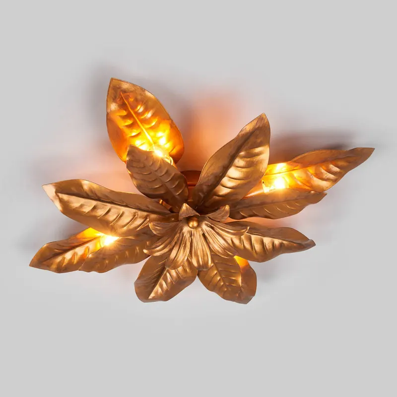 Metalowa lampa sufitowa Fleuria, antyczne złoto