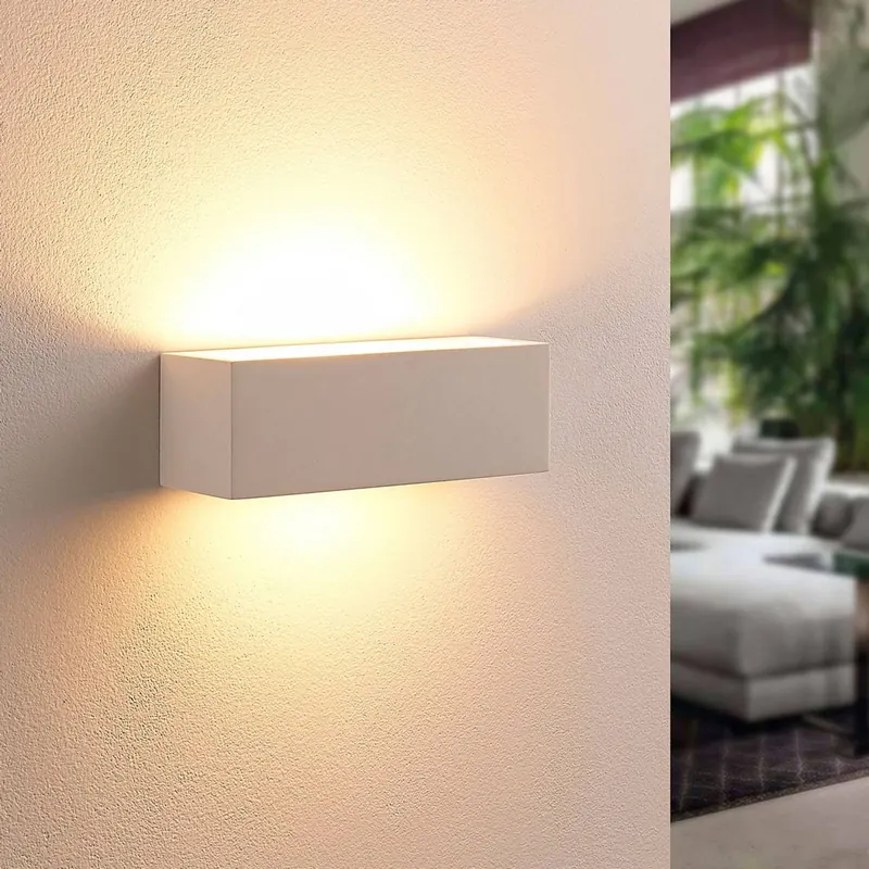 Lampa ścienna Lindby Tjada, 22 cm, biały, gips, G9, do pomalowania, 3 szt
