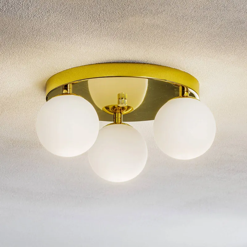 Lampa sufitowa Fatis Opal/mosiądz 3-punktowa okrągła