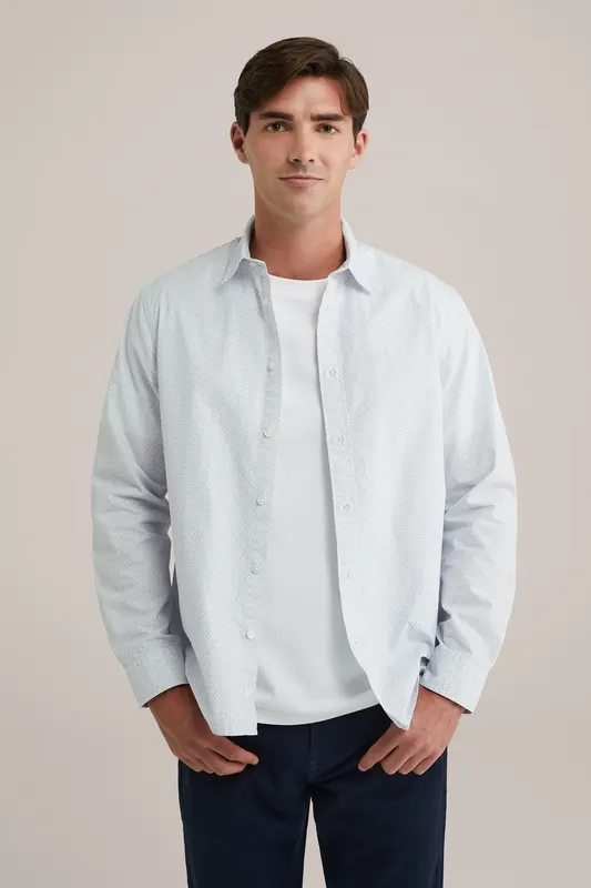 We Fashion Shirt Light Blue Maat: 3XL | Casual Overhemden Outlet | Heren | Blauw