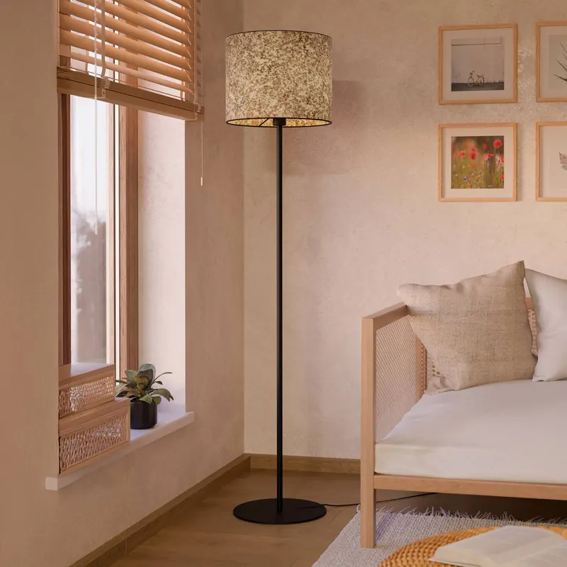 Lampa podłogowa Butterburn, wysokość 162 cm, beżowy/zielony, metal/tkanina