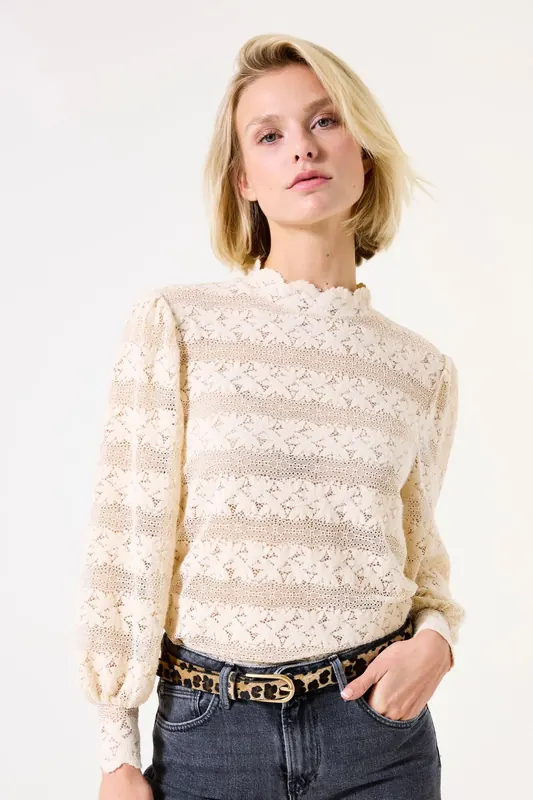 Garcia Ladies T-shirt Ls Whitecap Maat: L | Longsleeves Outlet | Dames | Wit
