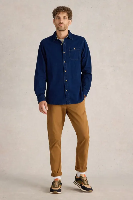White Stuff Denim Shirt Mid Denim Maat: XXL | Casual Overhemden Outlet | Heren | Blauw