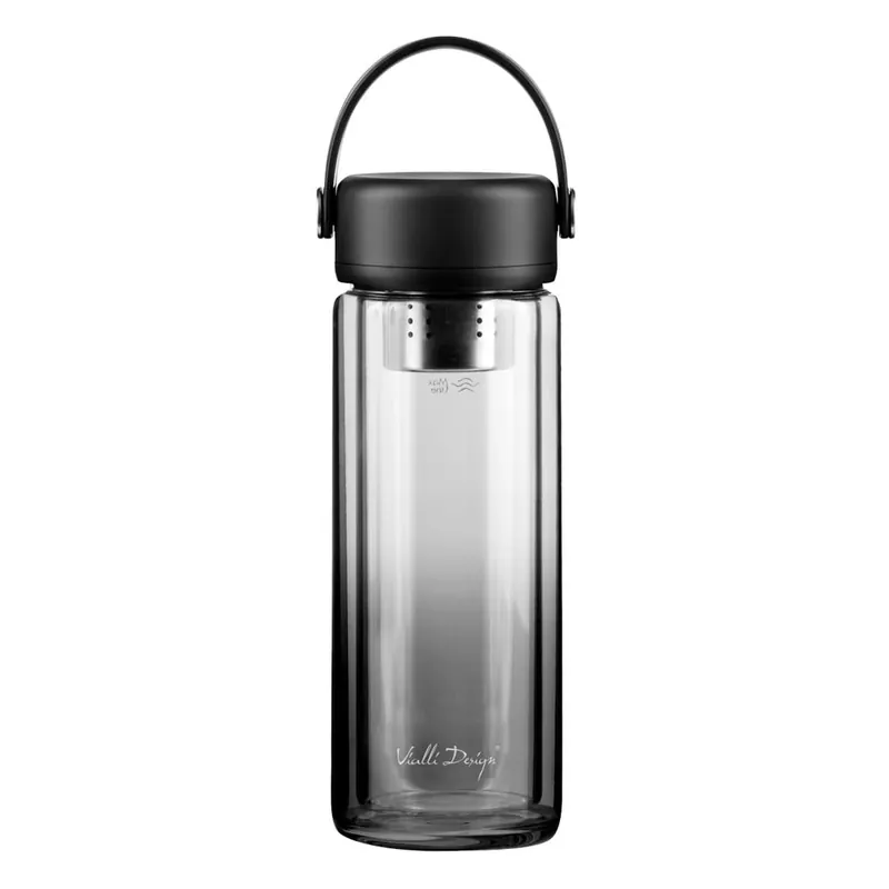 Czarna szklana butelka 350 ml Fuori – Vialli Design