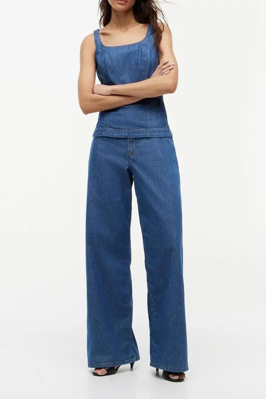 Tommy Hilfiger 70's Wide Leg Tory Mid Maat: W32L30 | Wijde Broeken Outlet | Dames | Blauw