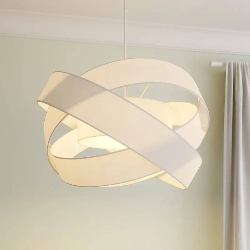 Lampa wisząca Lindby Simaria, biała, tkanina, Ø 60 cm, E27
