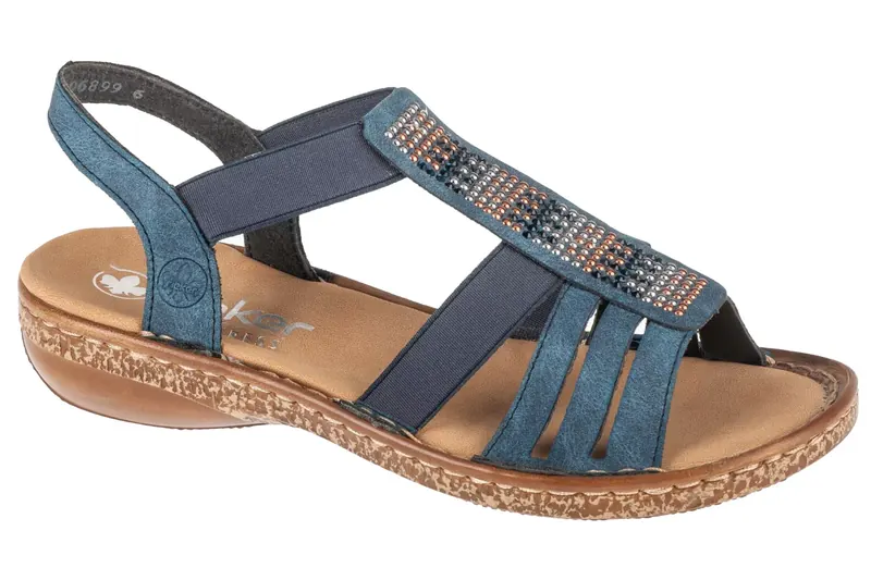 Rieker Sandals 628G7-14, Damskie, Niebieskie, sandały, tkanina, rozmiar: 36
