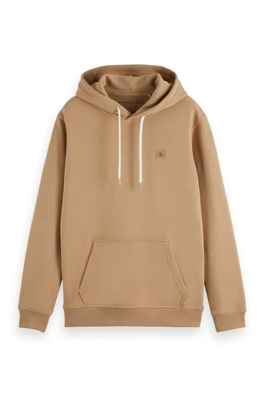 Scotch & Soda Regular-fit Logo Badge Hoodie Tannin Maat: S | Hoodies Outlet | Heren | Beige