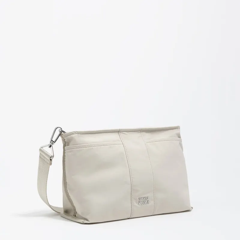 Torebka Trapecio średnia nylon biało-szara