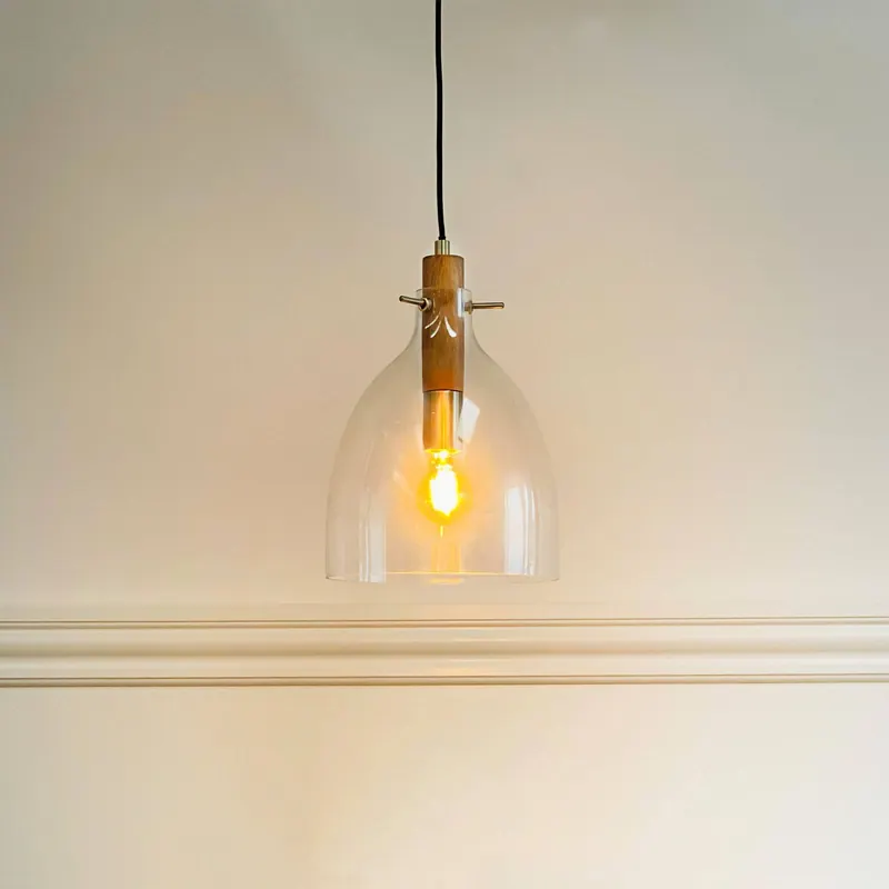 Lampa wisząca Dyberg Larsen Bistro, Ø 25 cm, przezroczysta, szkło