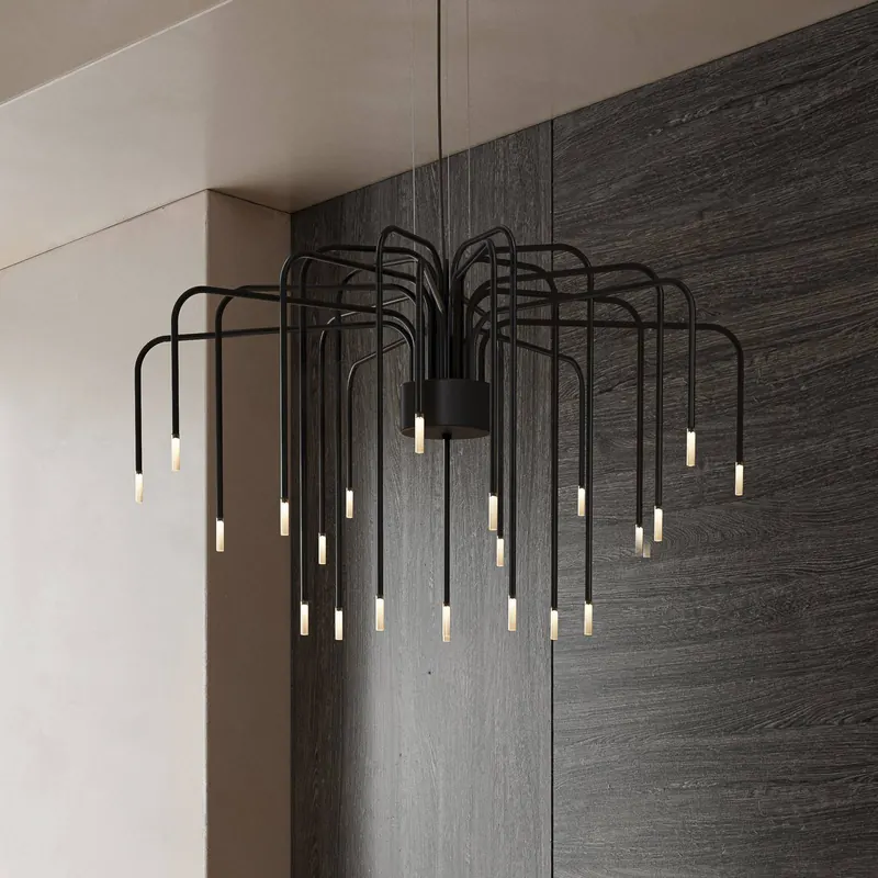 Karman Żyrandol LED BOOM, czarny, metal, Ø 90 cm 22-płytkowy.