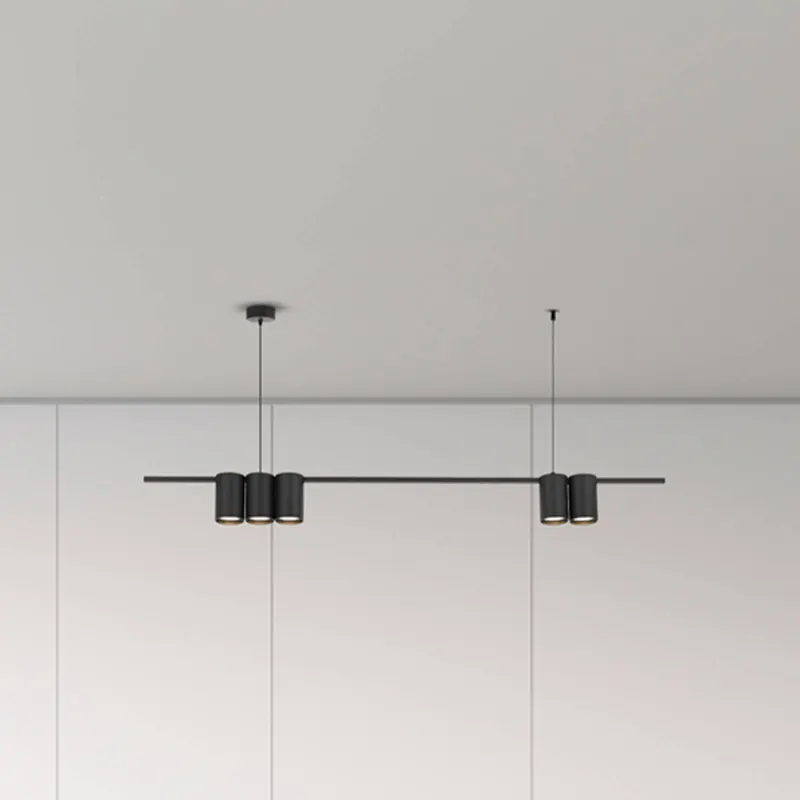 Żyrandol Genesis, aluminium, czarny, 5 x GU10, długość 100 cm