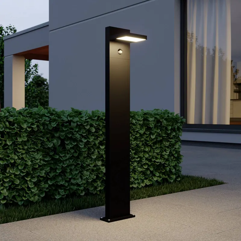 Słupek oświetleniowy LED Lucande Silvan, kolor antracytowy, 100 cm, z czujnikiem