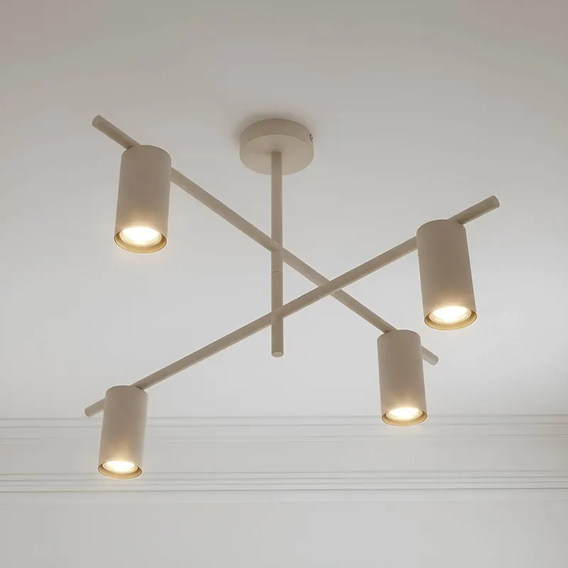 Lampa sufitowa Lindby Marilou, beżowa, 4-punktowa, Ø 70 cm