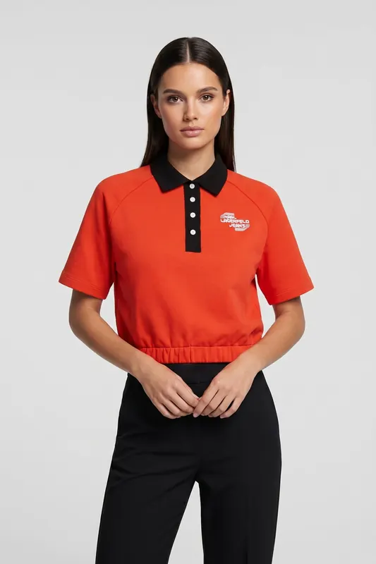 Karl Lagerfeld Short Sleeve Polo Sweat Poinciana Maat: S | Poloshirts Outlet | Dames | Zwart