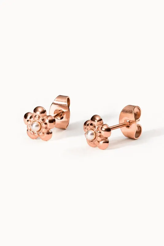 PURELEI Shiny Bloom Ohrringe Rosegold Maat: OS | Oorbellen Outlet | Dames | Goud
