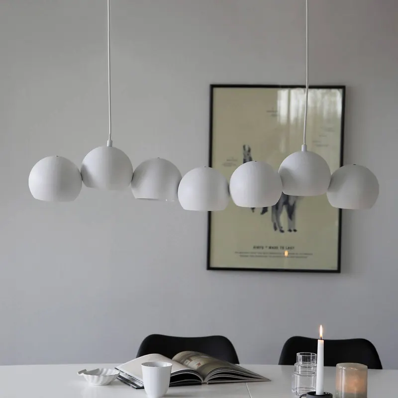 Lampa wisząca Cupolo, biała, żelazo, długość 101 cm, 7-punktowa