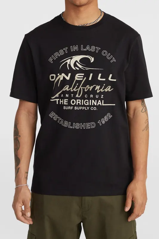 O'Neill  Cali Wave T-shirt Black Out Maat: XL | T-shirts met Print Outlet | Heren | Zwart