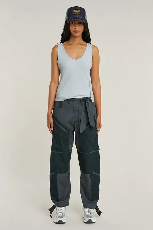 G-Star Asymmetrical Zip Slim Tank Top Plein Air Maat: S | Mouwloze Tops Outlet | Dames | Blauw