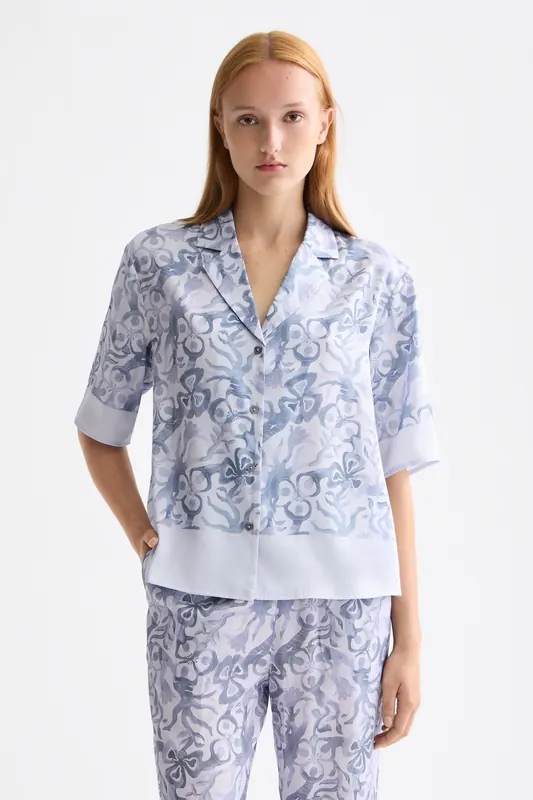 Scotch & Soda Printed Short Sleeve Shirt Dancer Lavender Maat: 36 | Overhemden Outlet | Dames