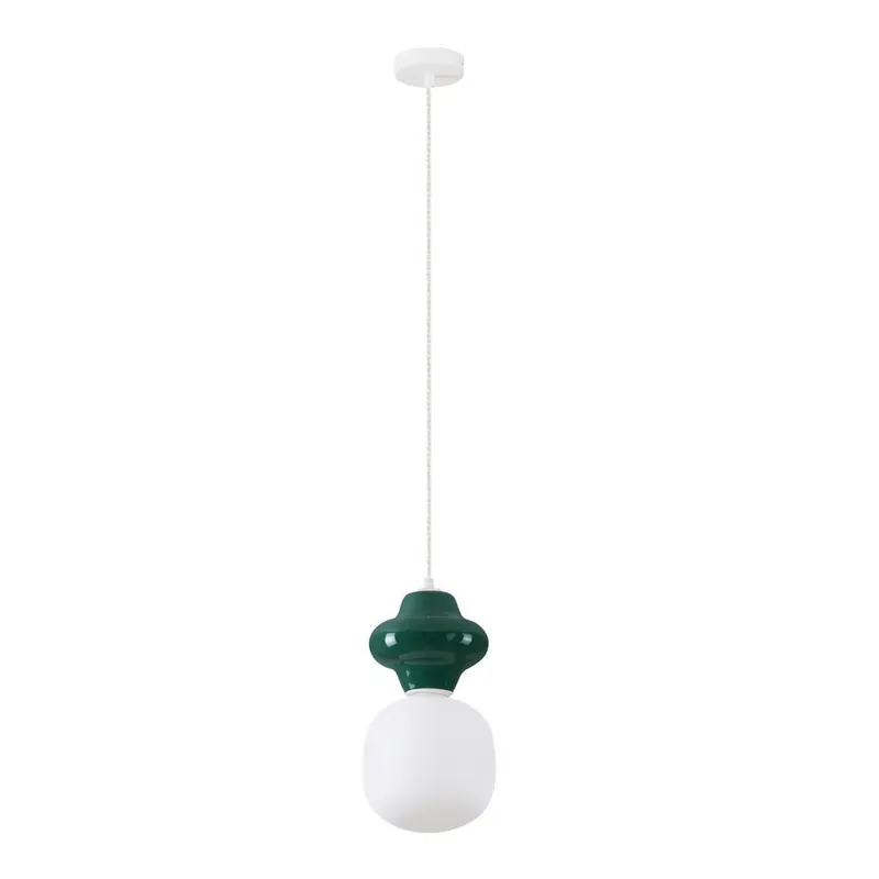 Biała/morska lampa wisząca ceramiczna ze szklanym kloszem ø 18 cm Clio – Nova Luce