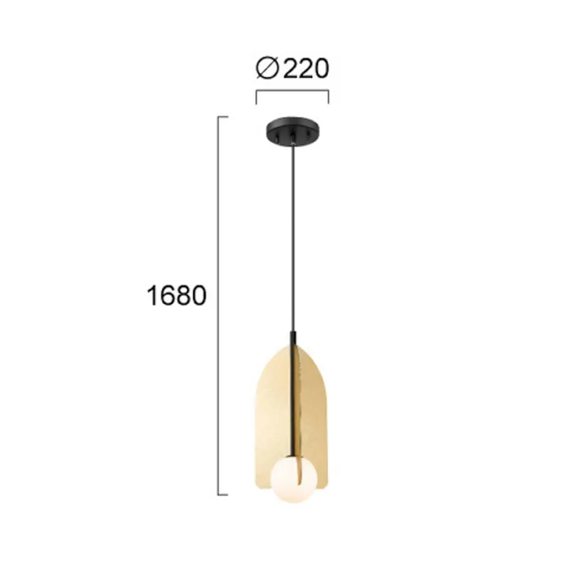Żyrandol Fedora, Ø 22 cm, złota, metal/szkło