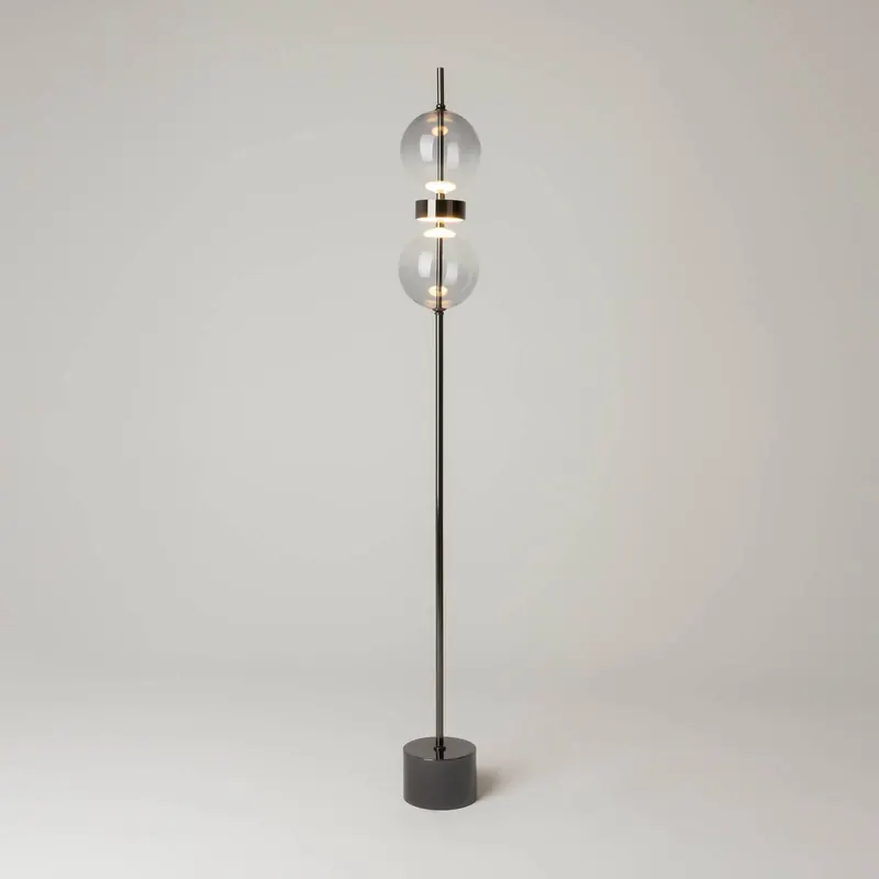 Lampa stojąca LED DOUBLE MOON, czarna/dymnoszara, wysokość 146 cm