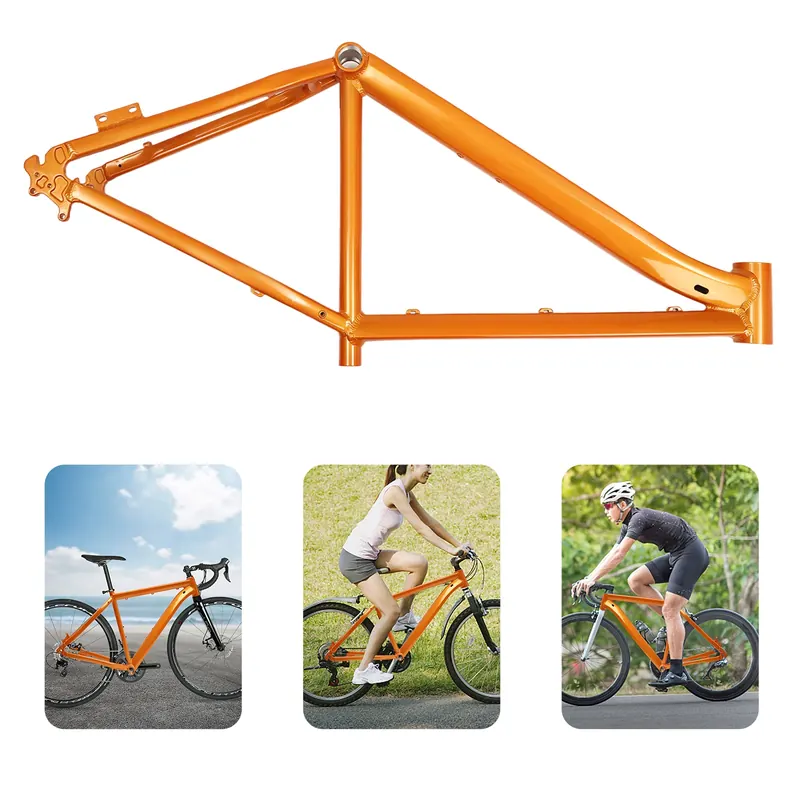 Aluminiowa rama roweru górskiego ze stopu aluminium, części zamienne do rowerów, 17 cali, pomarańczowa rama MTB, ulepszenie/zamiennik/zapasowa rama dla kierowców o wadze 80-120 kg.