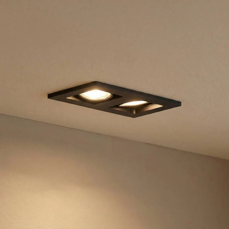 Lindby downlight Thorid, czarny, 19 x 10 cm, 2-punktowa, GU10