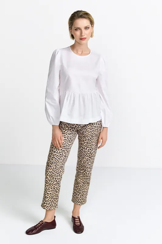 Rich & Royal Cotton Blouse With Peplum Sustainable White Maat: 34 | Longsleeves Outlet | Dames | Wit