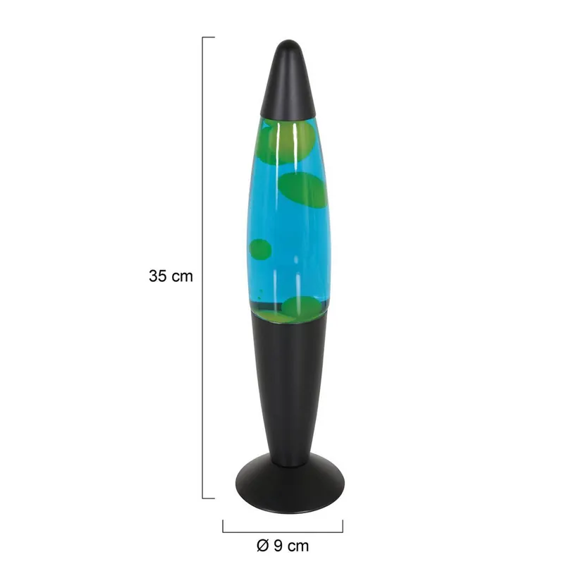 Lampa lawowa Volcan 3116, czarna, zielono-niebieski płyn, E14