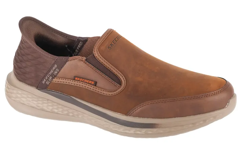 Skechers Slip-Ins: Slade 205237-CDB, Męskie, Brązowe, buty sneakers, skóra licowa, rozmiar: 43