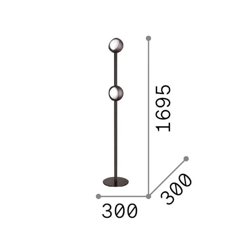 Lampa stojąca LED IDEAL LUX Bloom, wysokość 170 cm, mosiężna, 2-punktowa