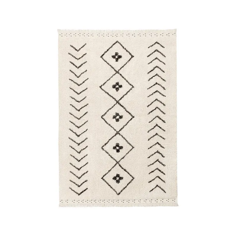 Kremowy bawełniany dywan tkany ręcznie odpowiedni do prania 170x120 cm Bereber Rhombs – Lorena Canals