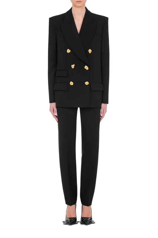 Moschino Morphed Buttons Wool Gabardine Jacket Black Maat: 42 | Blazers Outlet | Dames | Zwart