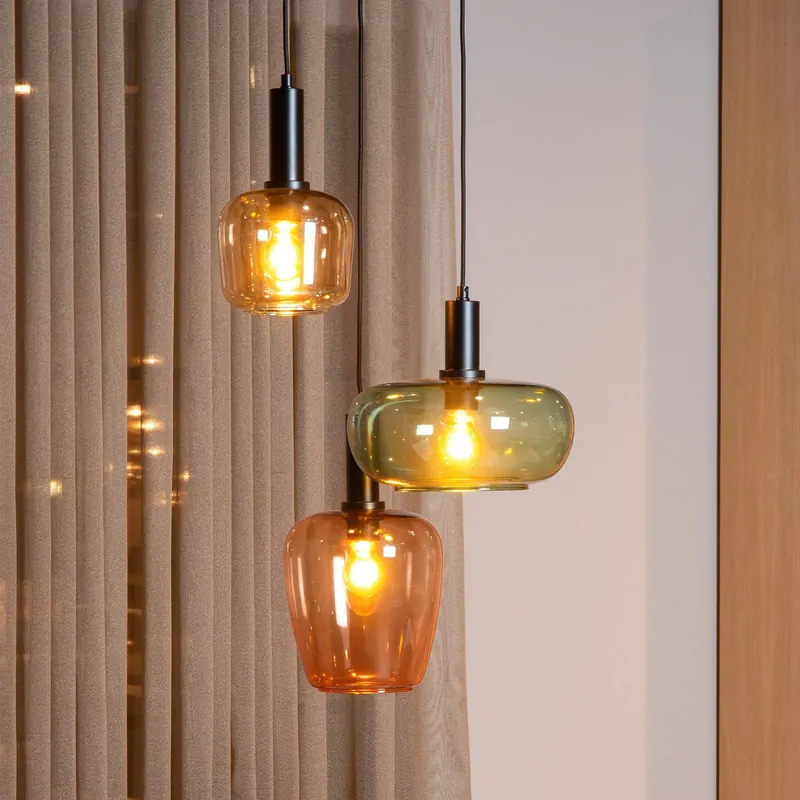 Lampa wisząca Ilona, szkło, multicolor, Ø 30 cm, 3-punktowa
