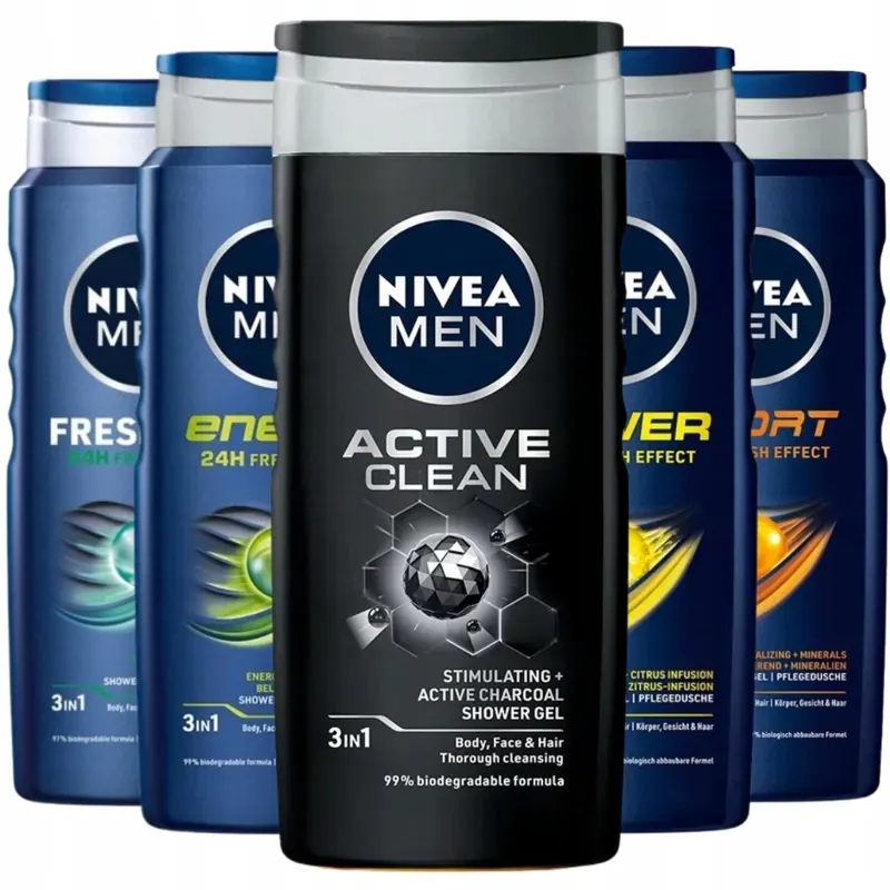 Żel pod Prysznic Nivea Men Zestaw 5x500ml Męski Mix Zapachów
