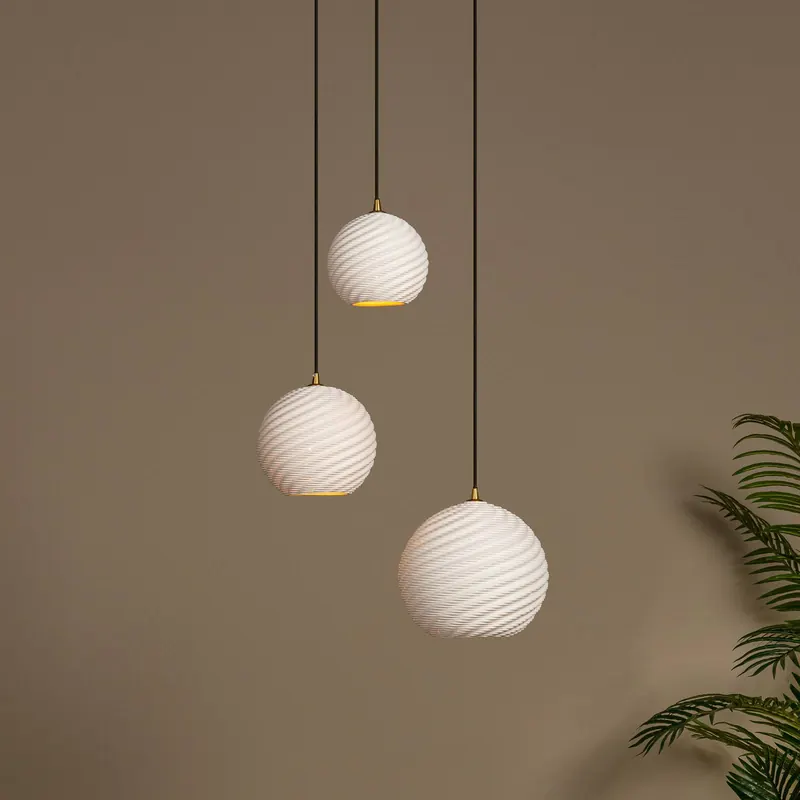 Lampa wisząca Bina, długość 45 cm, biała/czarna, porcelana, 3-punktowa.