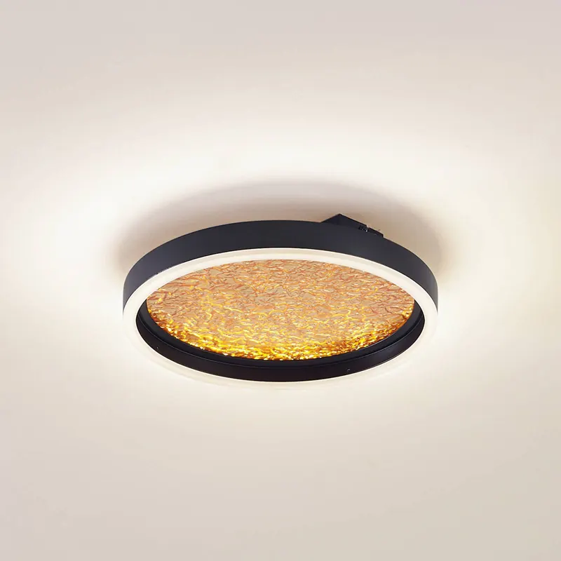 Lampa sufitowa LED Lucande Menulis, czarny/złoty, PC, Ø 30 cm
