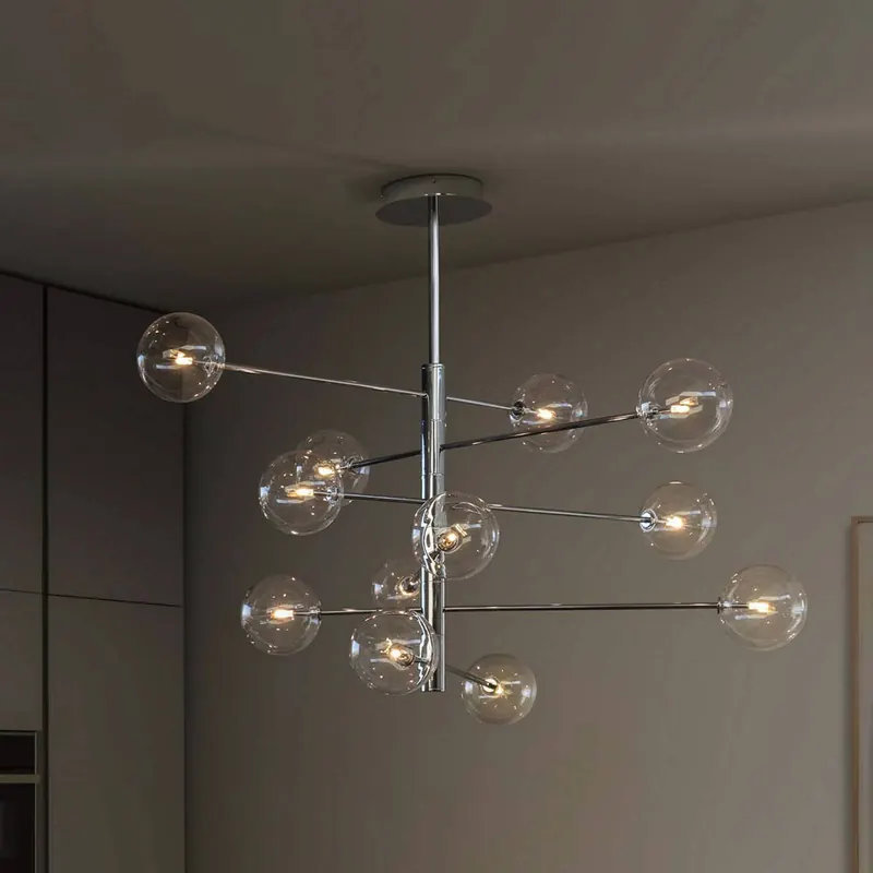 Żyrandol IDEAL LUX Equinoxe, chrom/bezbarwna, 12-punktowa