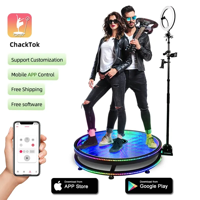 CHACKTOK 360 Photo Booth Machine for Parties 360 Spin Camera Booth z dodatkową możliwością personalizacji logo, oprogramowanie, aplikacja, zdalne sterowanie, automatyczny