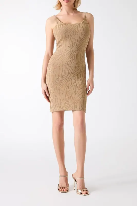 GUESS Kim Dress Toasted Taupe Maat: 40 | Mini Jurken Outlet | Dames | Beige
