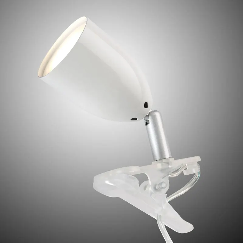 Nowoczesna lampa z klipsem LED LEO w kolorze białym