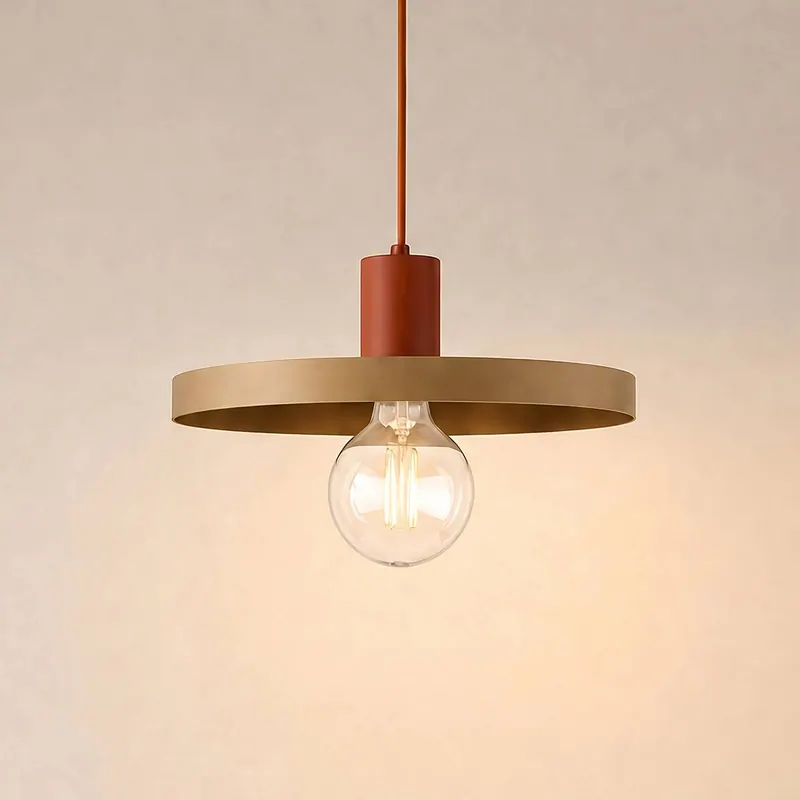 Lampa wisząca Sila, piaskowa/czerwona, metal, Ø 30 cm, E27