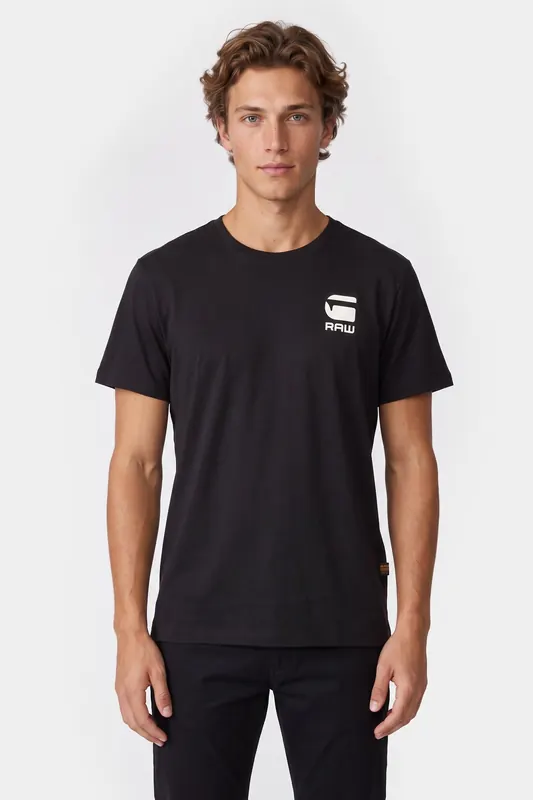 G-Star Chest Logo T-shirt Black Maat: M | Basic T-Shirts Outlet | Heren | Zwart